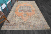 El yapımı vintage halı 183x274 cm oryantal desenli yün - detay görünümü