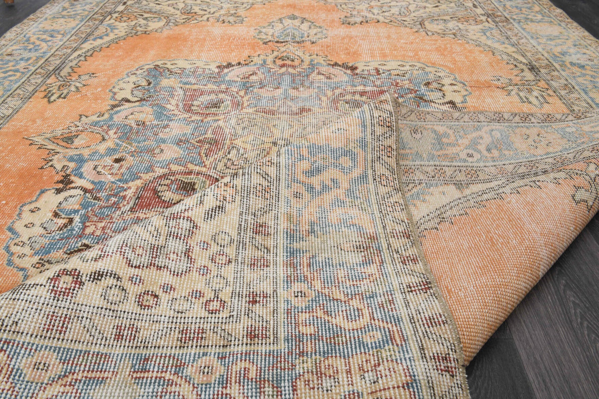 El yapımı vintage halı 183x274 cm oryantal desenli yün - üstten görünüm