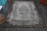 El yapımı vintage halı 188x300 cm oryantal desenli yün - detay görünümü