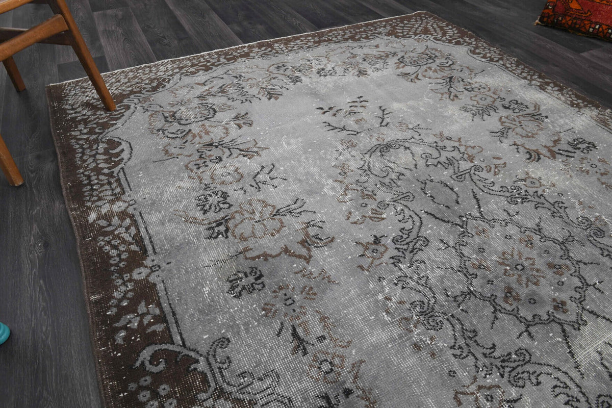 El yapımı vintage halı 188x300 cm oryantal desenli yün - üstten görünüm
