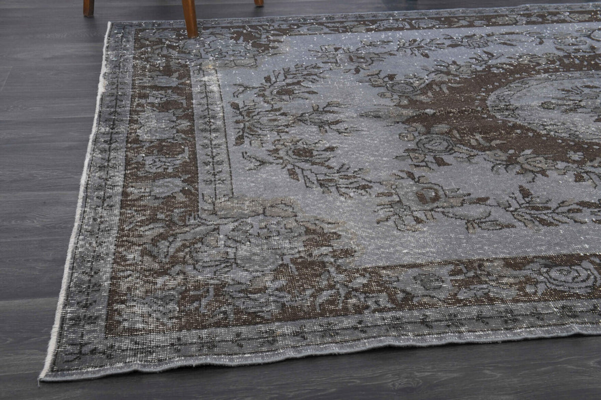 El yapımı vintage halı 183x290 cm oryantal desenli yün - kenar ve saçak detayı