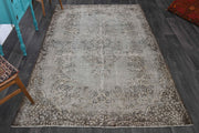 El yapımı vintage halı 183x274 cm oryantal desenli yün - detay görünümü