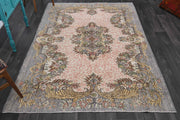 El yapımı vintage halı 180x272 cm oryantal desenli yün - detay görünümü