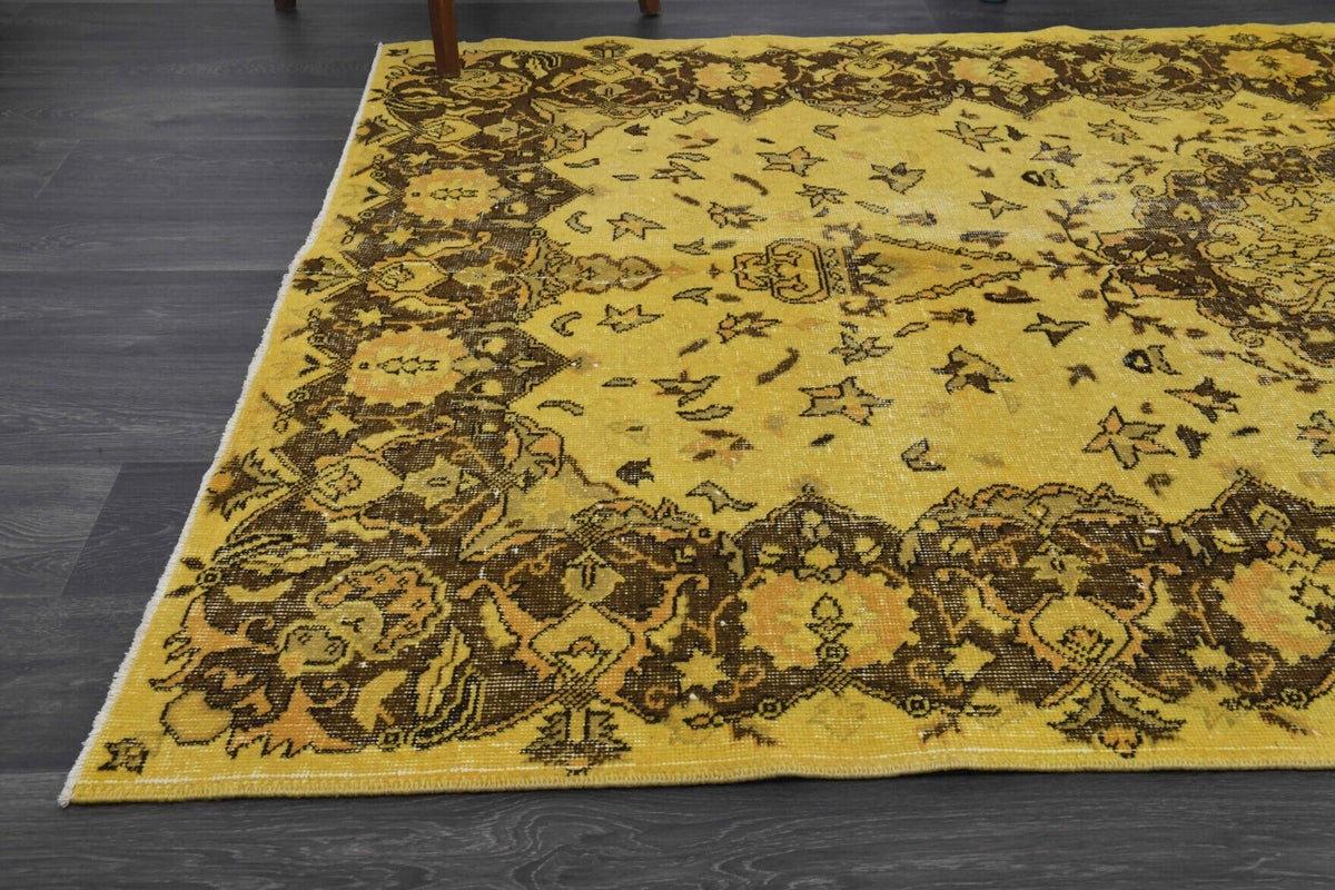 Vintage Anatolian Yellow Oriental Area Rug