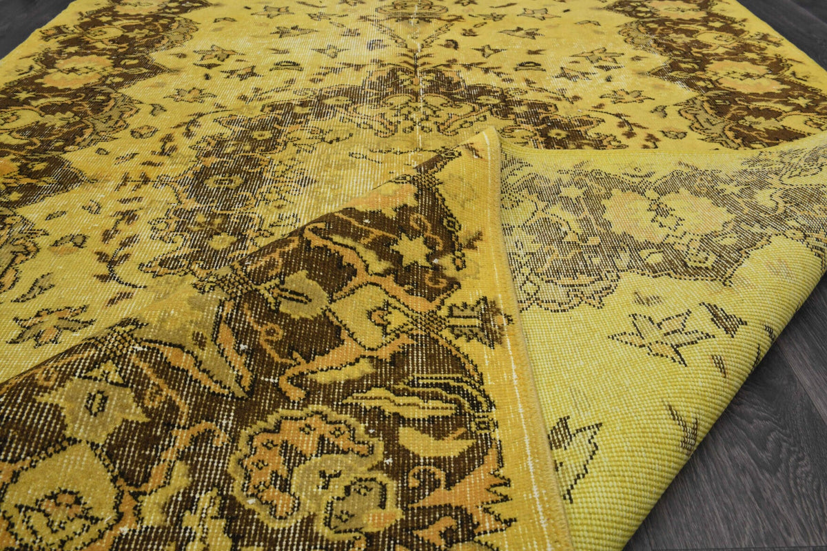 Vintage Anatolian Yellow Oriental Area Rug