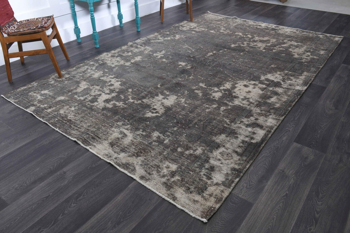 El yapımı vintage halı 183x305 cm soyut desenli yün - yakın çekim doku detayı