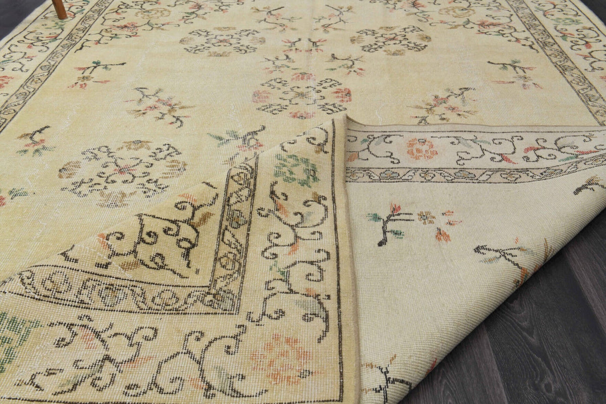 Beige Vintage Oushak Area Rug