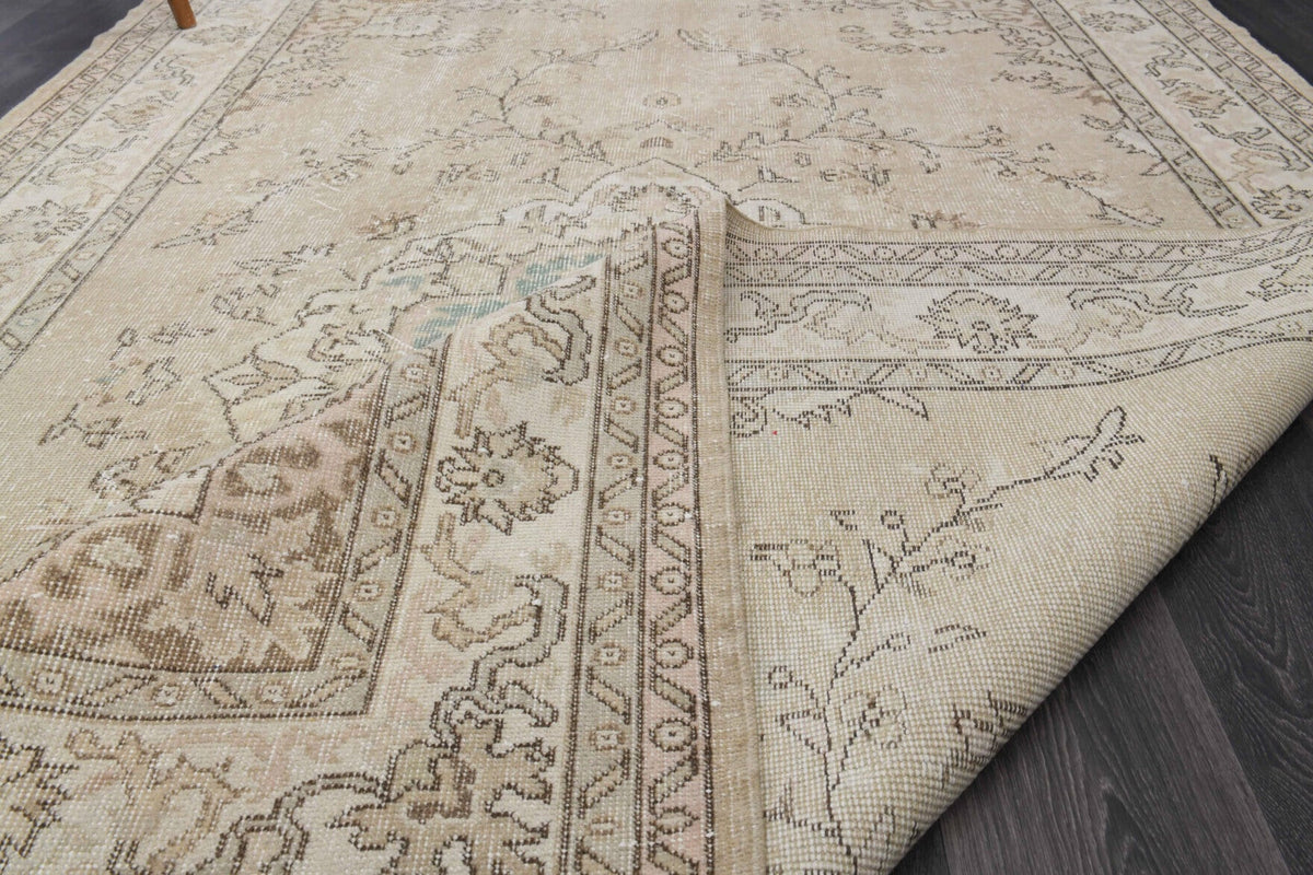 El yapımı vintage halı 196x300 cm oryantal desenli yün