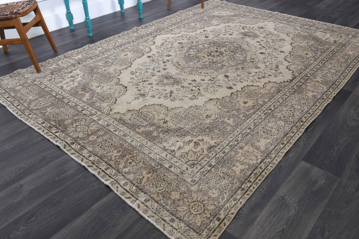 El yapımı vintage halı 211x300 cm oryantal desenli yün