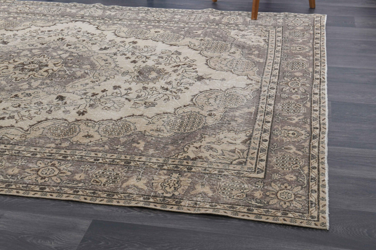 El yapımı vintage halı 211x300 cm oryantal desenli yün - desen detayı