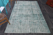 El yapımı vintage halı 185x307 cm soyut desenli yün - detay görünümü