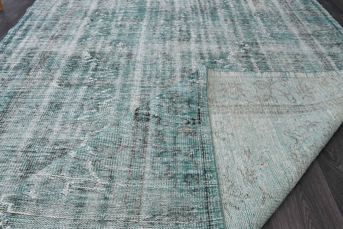El yapımı vintage halı 185x307 cm soyut desenli yün