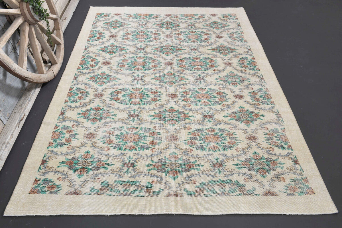 Allover Floral Hereke Vintage Rug
