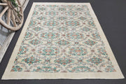 El yapımı vintage halı 201x300 cm çiçek desenli desenli yün - detay görünümü