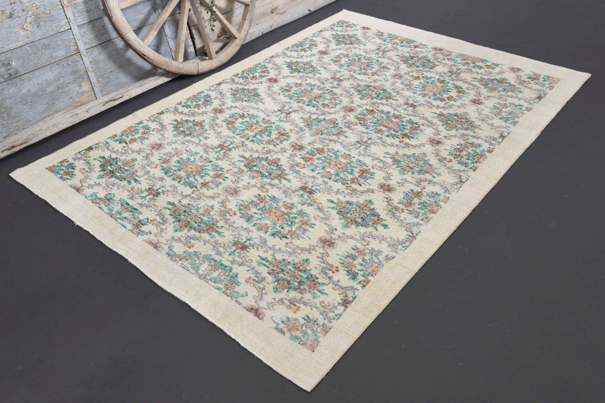Allover Floral Hereke Vintage Rug
