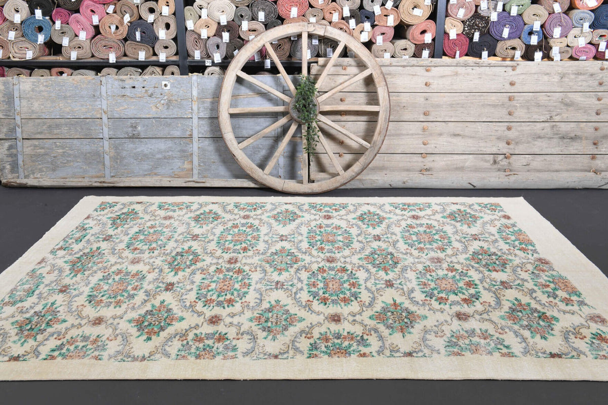 Allover Floral Hereke Vintage Rug