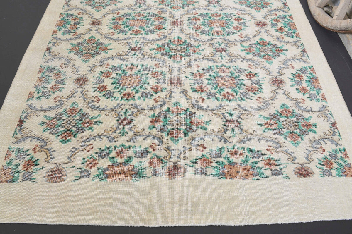 Allover Floral Hereke Vintage Rug