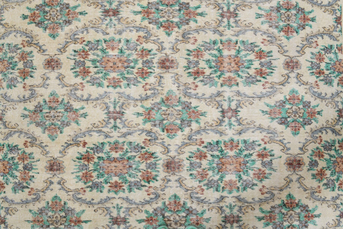 Allover Floral Hereke Vintage Rug