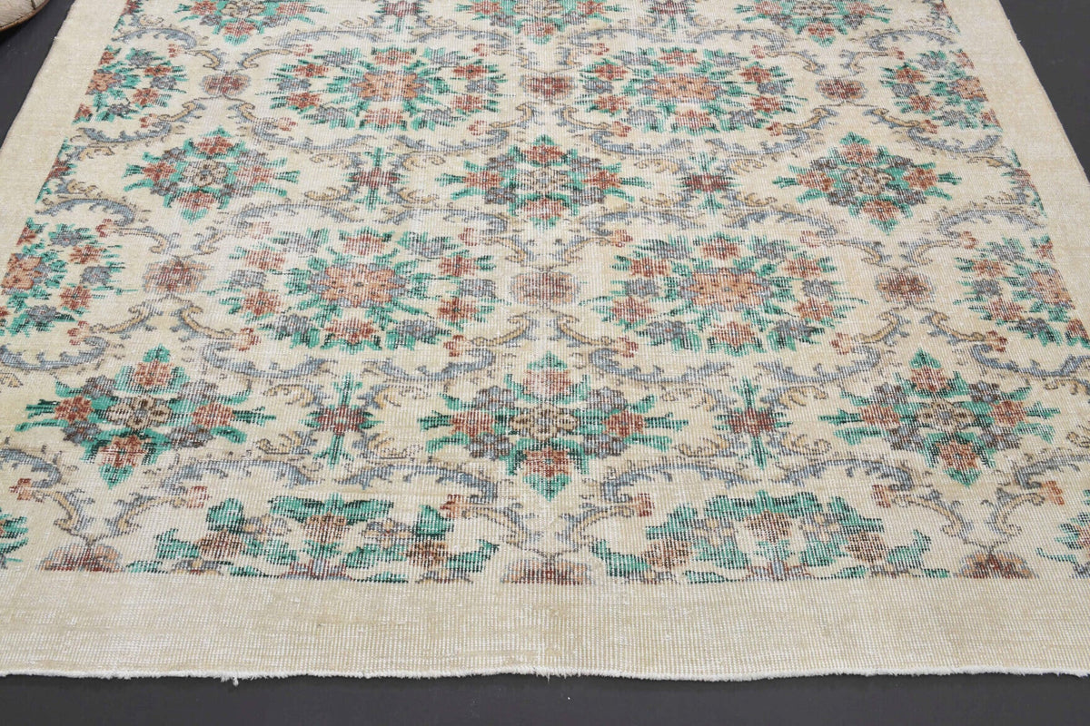 Allover Floral Hereke Vintage Rug