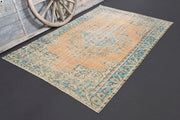 El yapımı vintage halı 183x274 cm oryantal desenli yün - detay görünümü