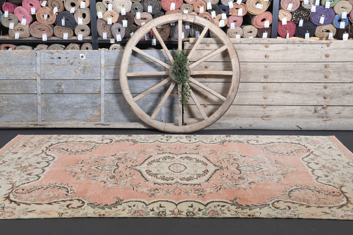 Vintage Orange Area Anatolian Rug