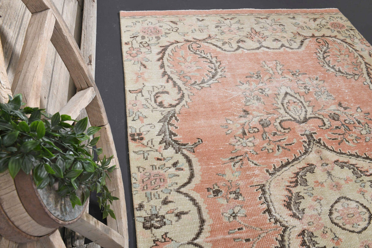 Vintage Orange Area Anatolian Rug