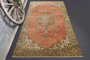 El yapımı vintage halı 152x274 cm oryantal desenli yün - detay görünümü