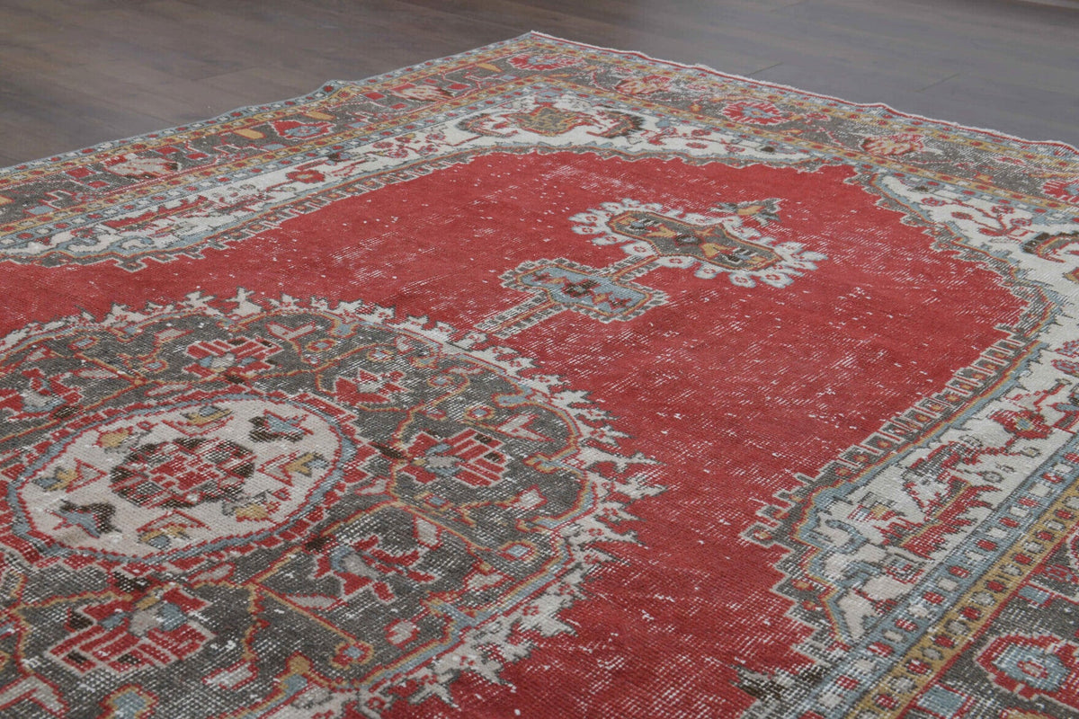 1960s- Red Colored - Medallion - Anatolian Vintage Rug