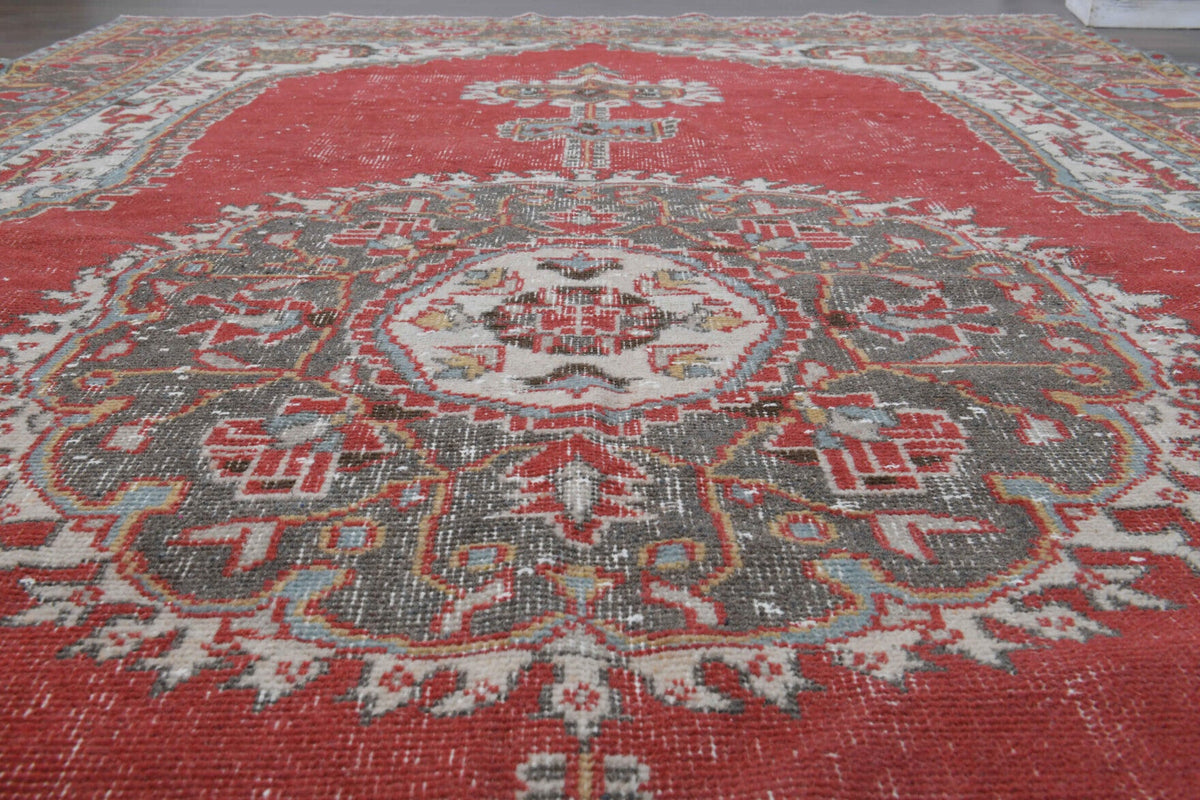1960s- Red Colored - Medallion - Anatolian Vintage Rug
