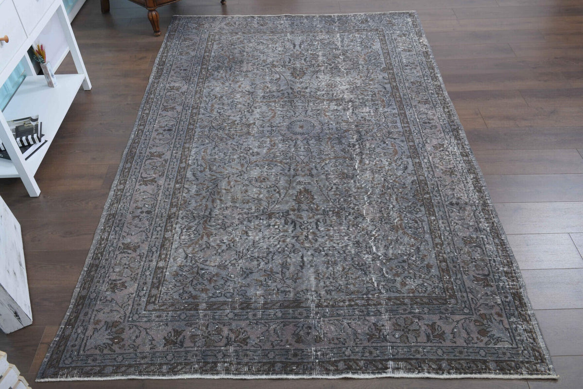 Vintage Hereke Gray Floral Rug