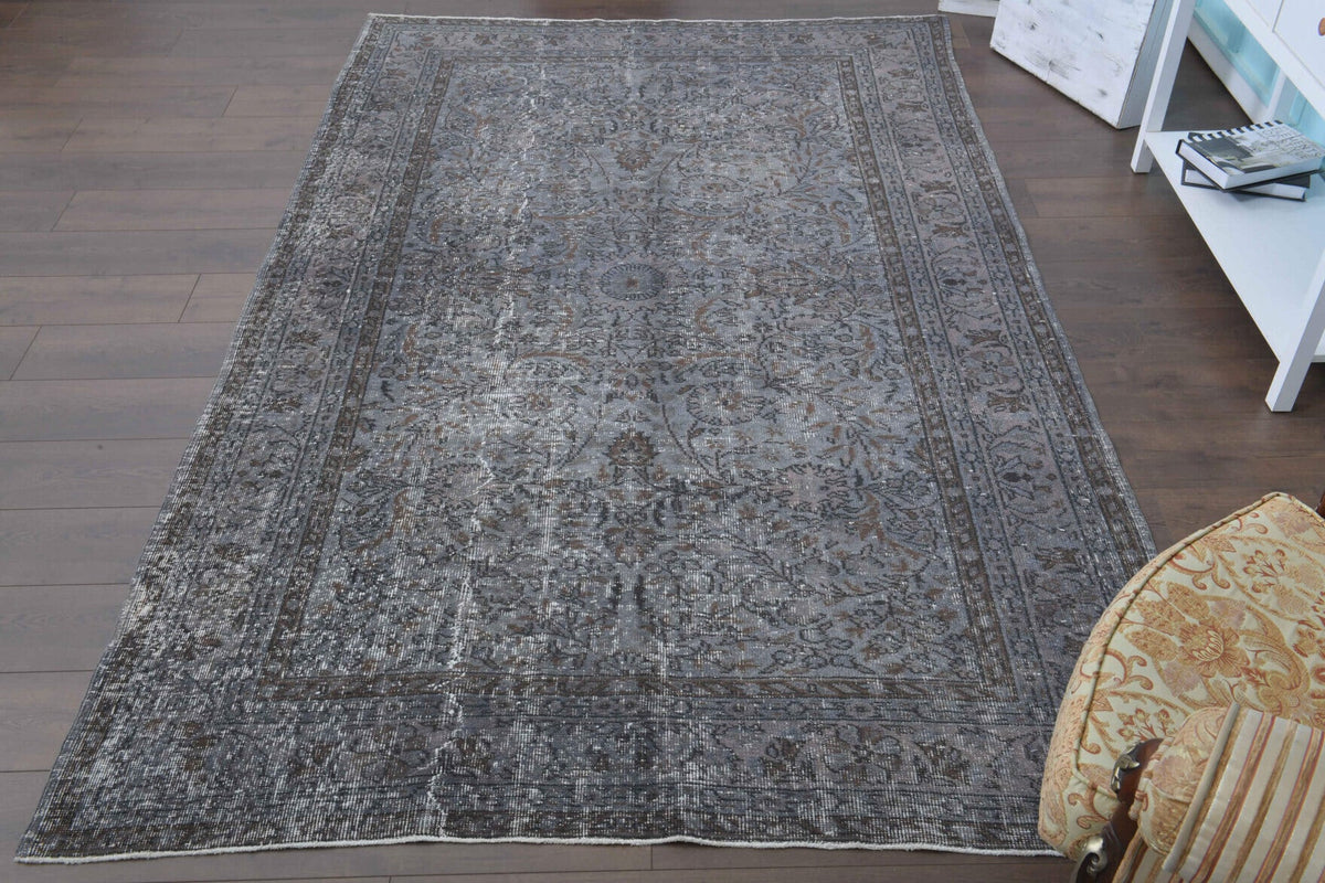 Vintage Hereke Gray Floral Rug