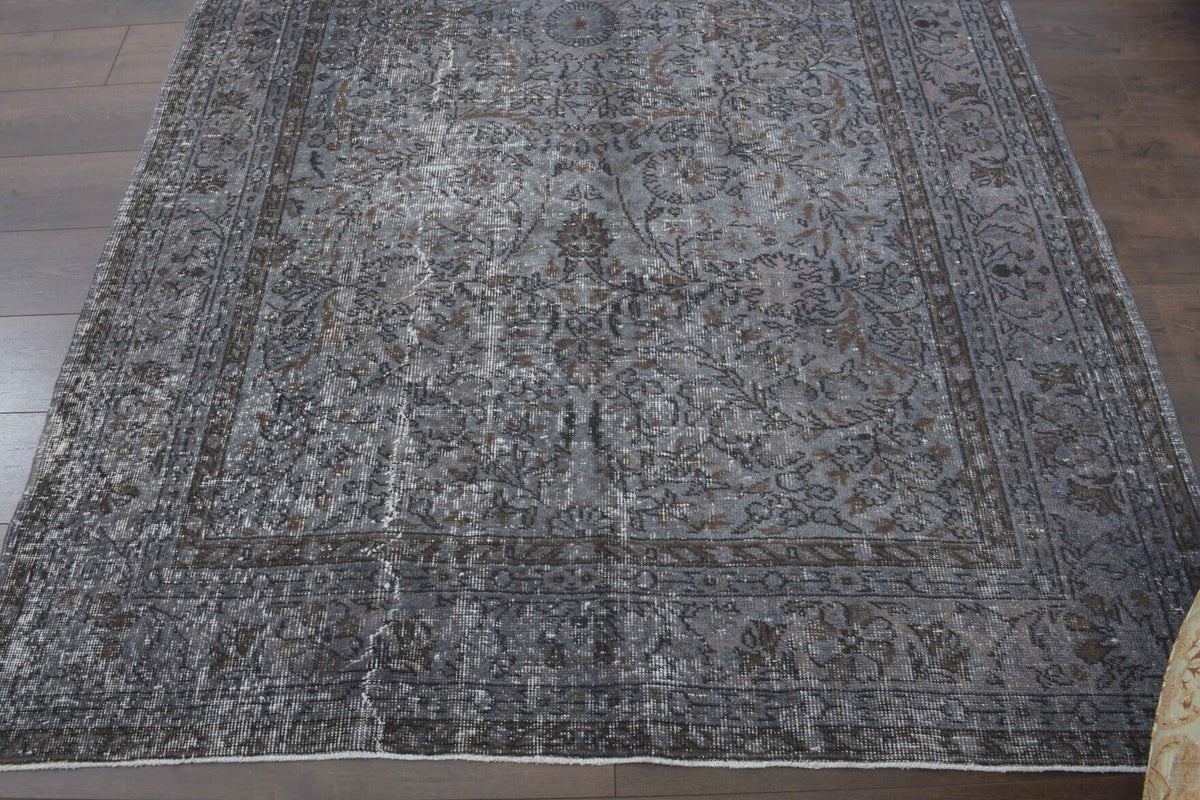 Vintage Hereke Gray Floral Rug