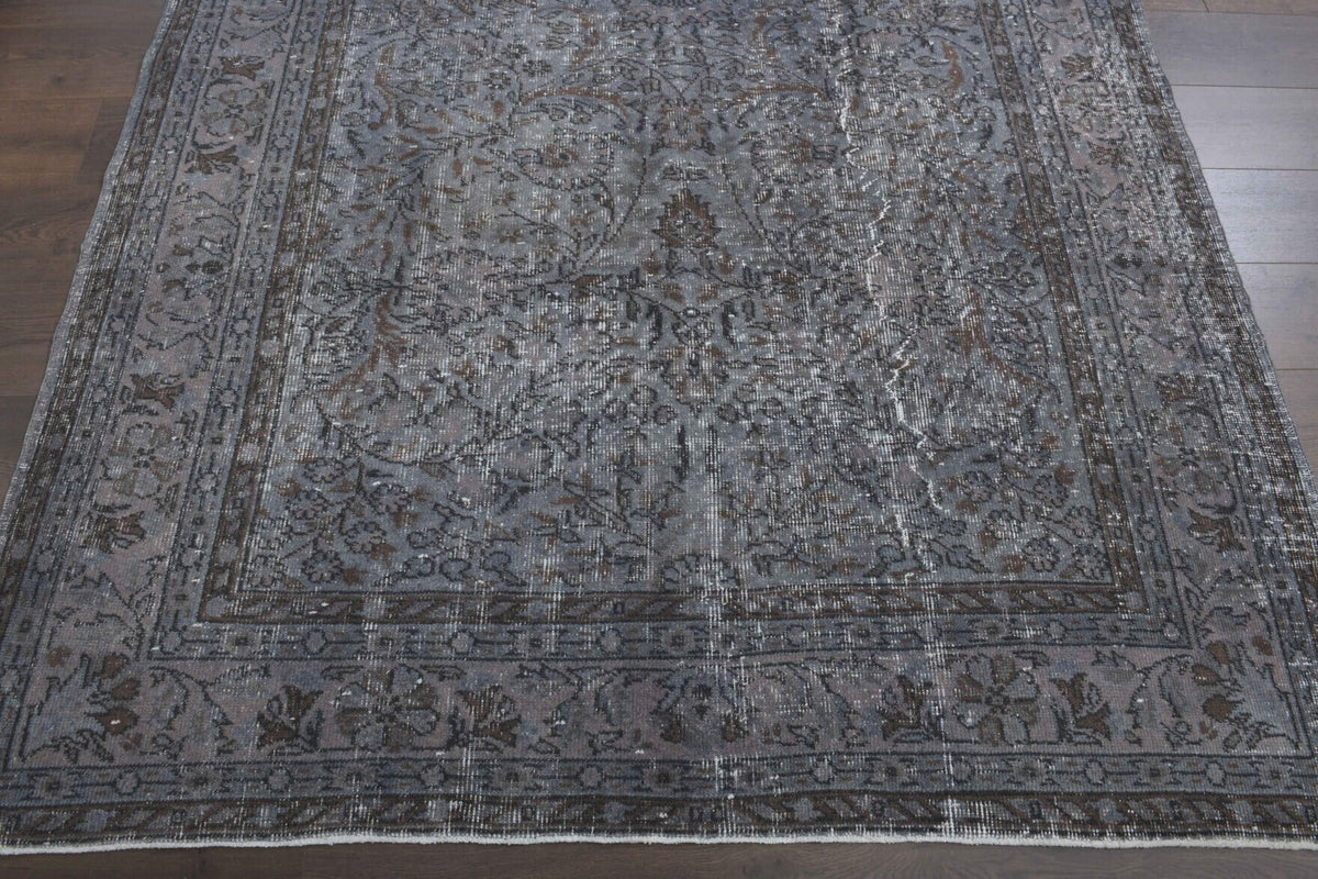 Vintage Hereke Gray Floral Rug