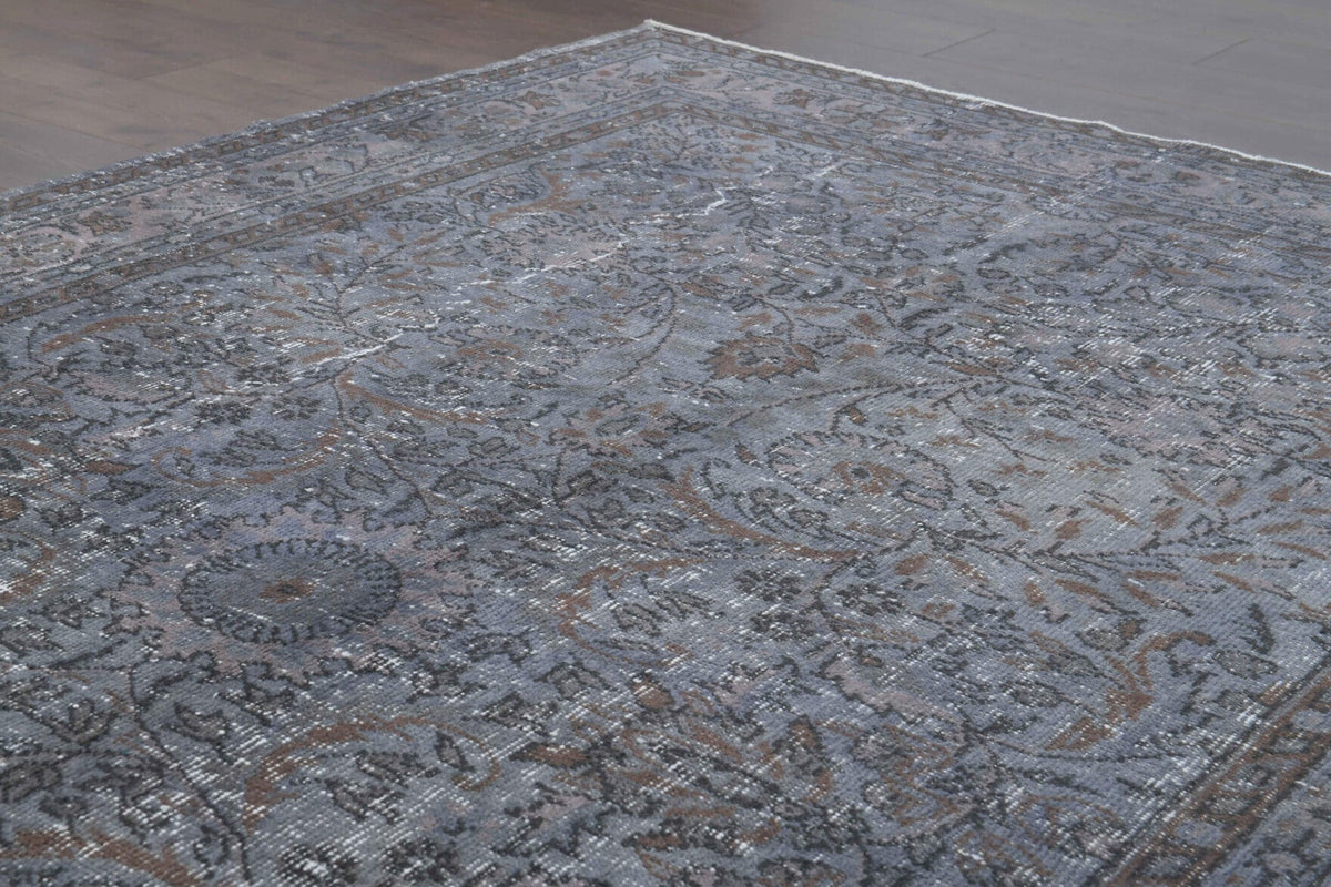 Vintage Hereke Gray Floral Rug