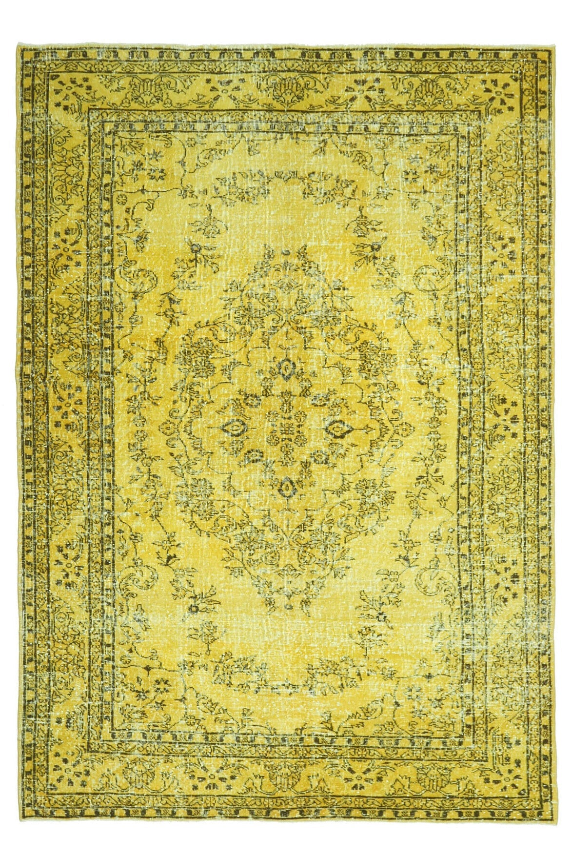 Yellow Vintage Area Oushak Rug