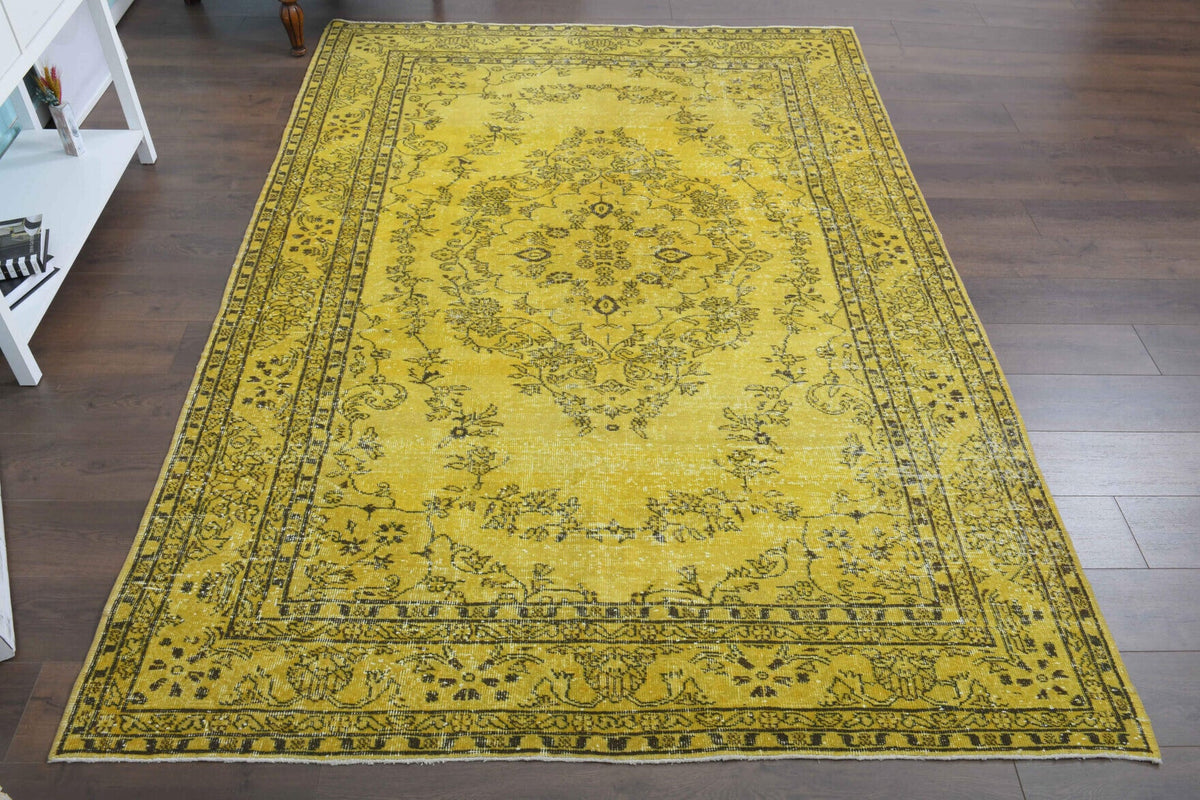 Yellow Vintage Area Oushak Rug
