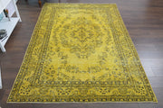 El yapımı vintage halı 193x284 cm oryantal desenli yün - detay görünümü