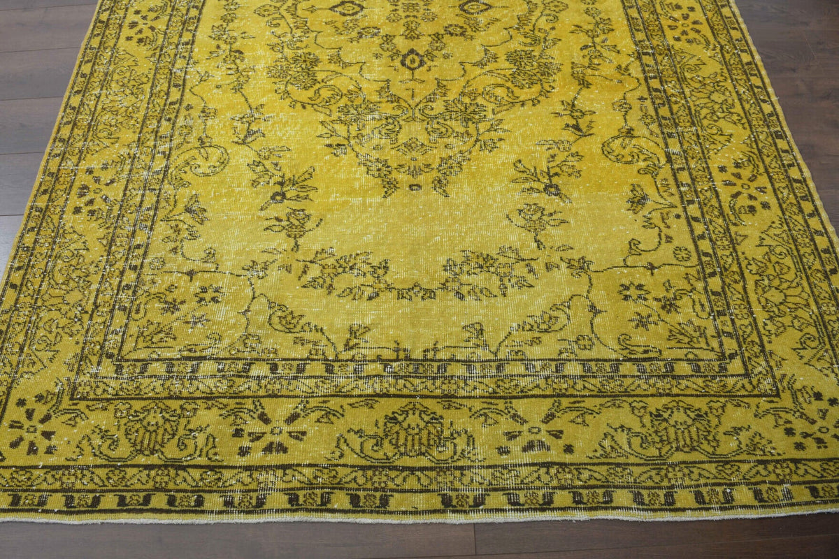 Yellow Vintage Area Oushak Rug
