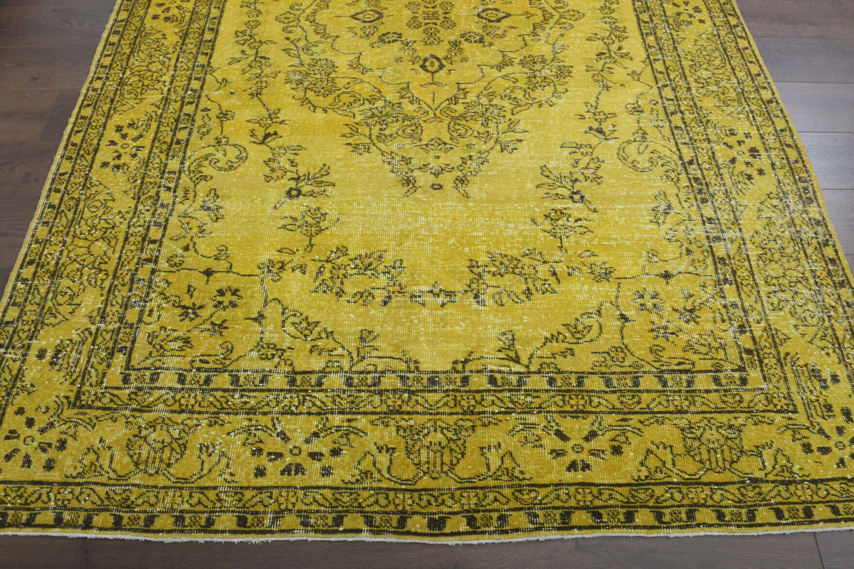 Yellow Vintage Area Oushak Rug