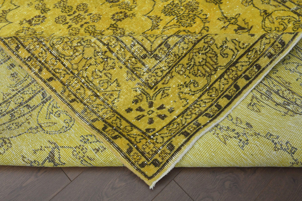 Yellow Vintage Area Oushak Rug