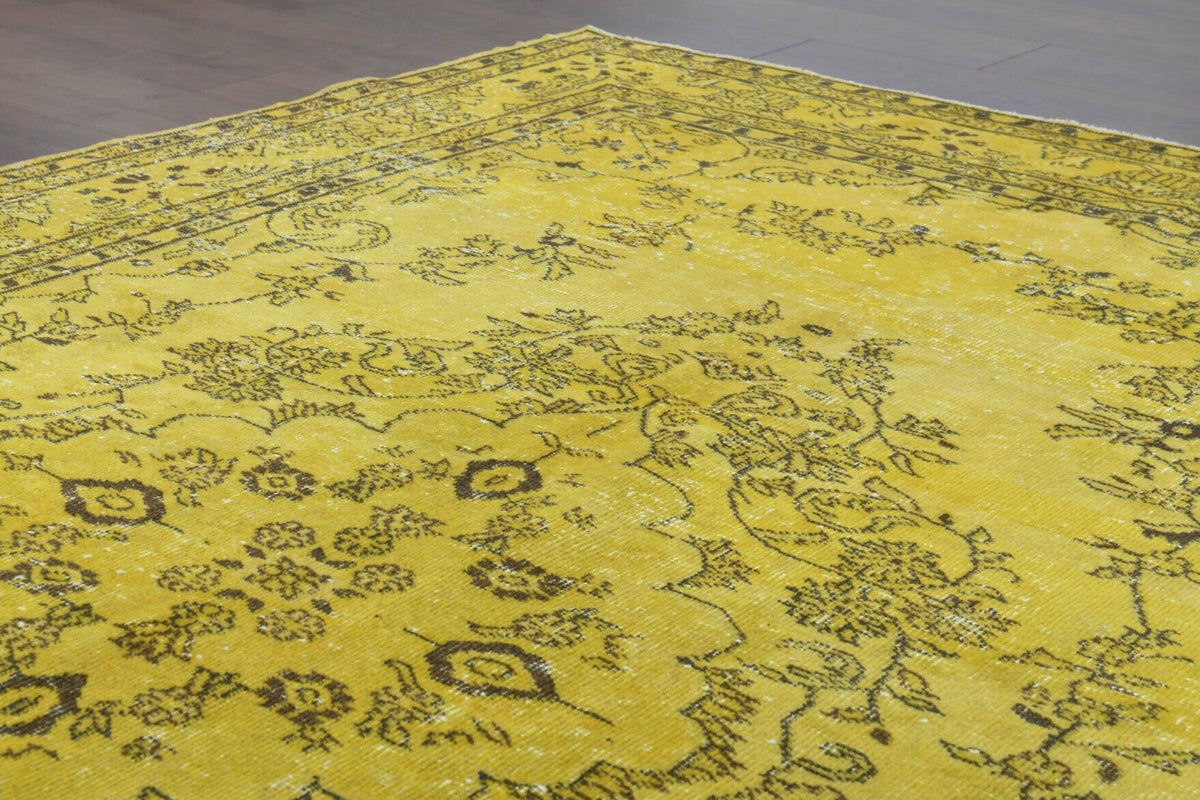 Yellow Vintage Area Oushak Rug