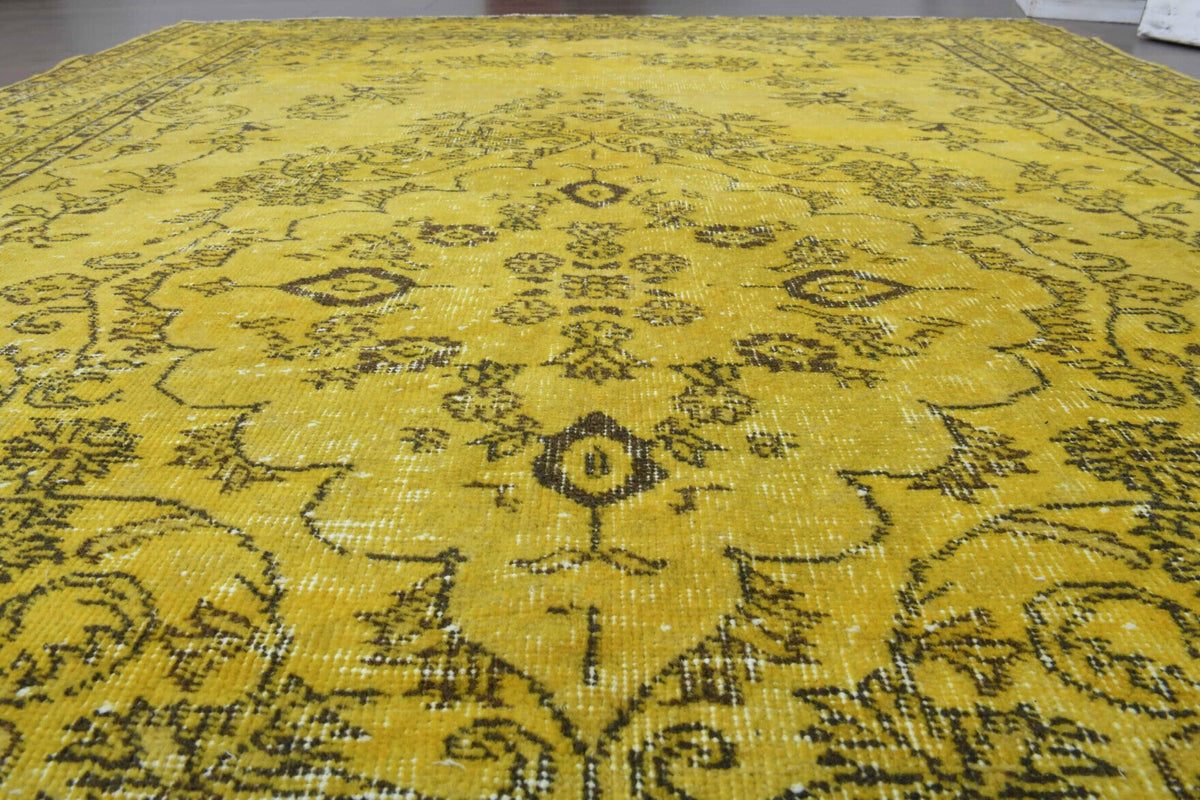 Yellow Vintage Area Oushak Rug