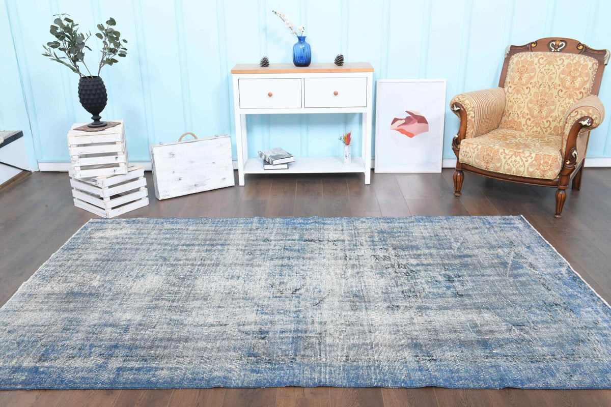 Vintage Oushak Blue Area Rug