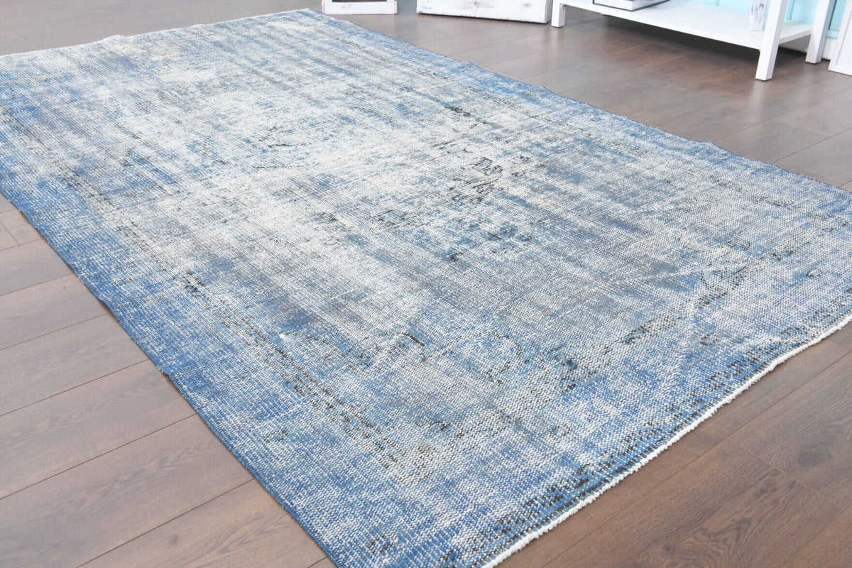 Vintage Oushak Blue Area Rug