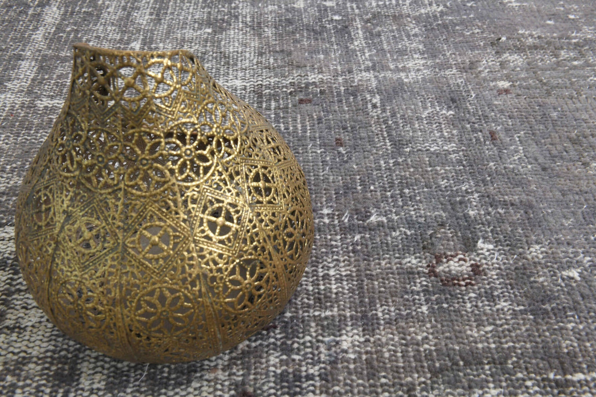 El yapımı vintage halı 183x274 cm düz desenli yün - detay görünümü