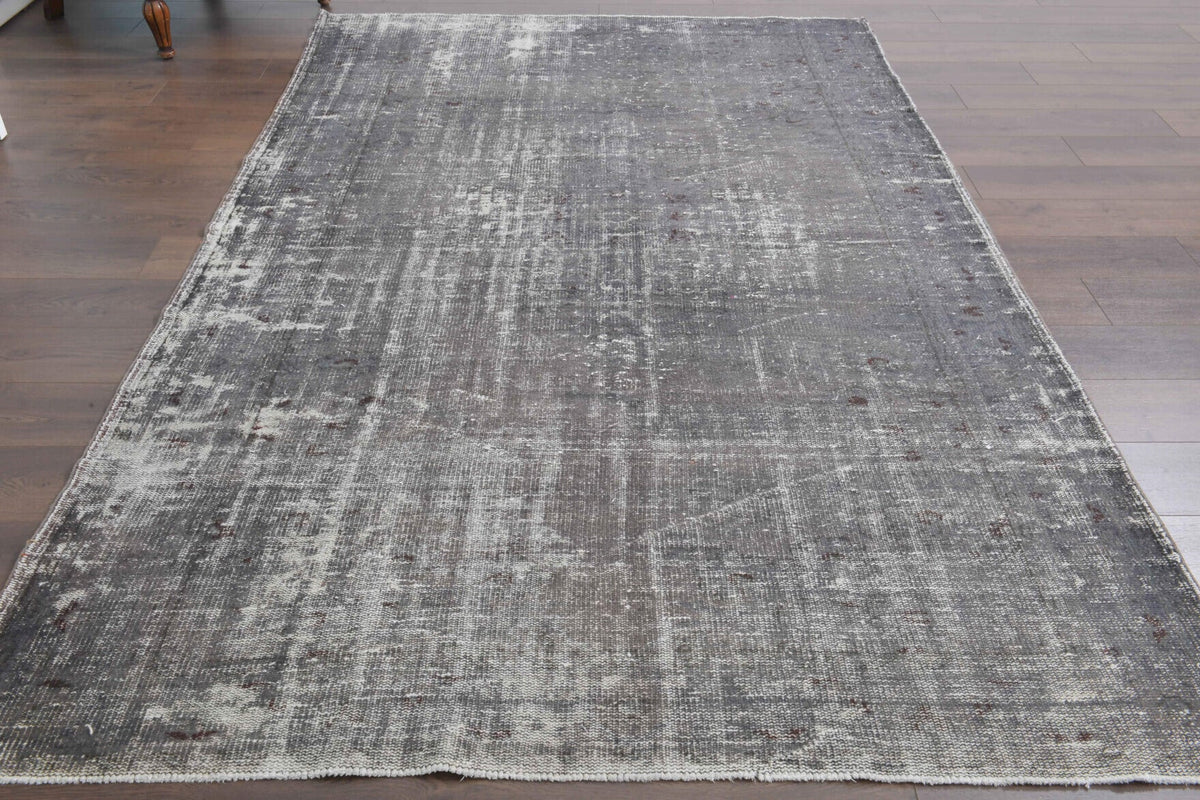 El yapımı vintage halı 183x274 cm düz desenli yün - kenar ve saçak detayı