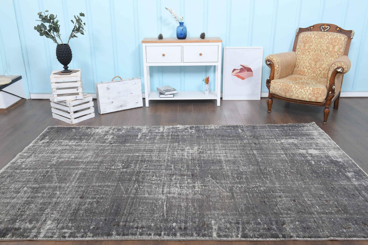 El yapımı vintage halı 183x274 cm düz desenli yün - desen detayı