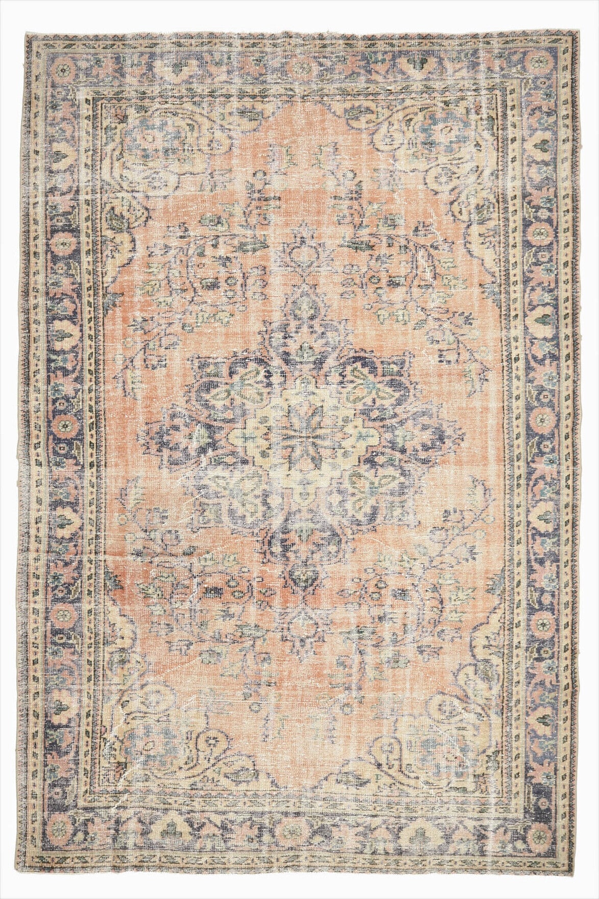 El yapımı vintage halı 183x305 cm oryantal desenli yün