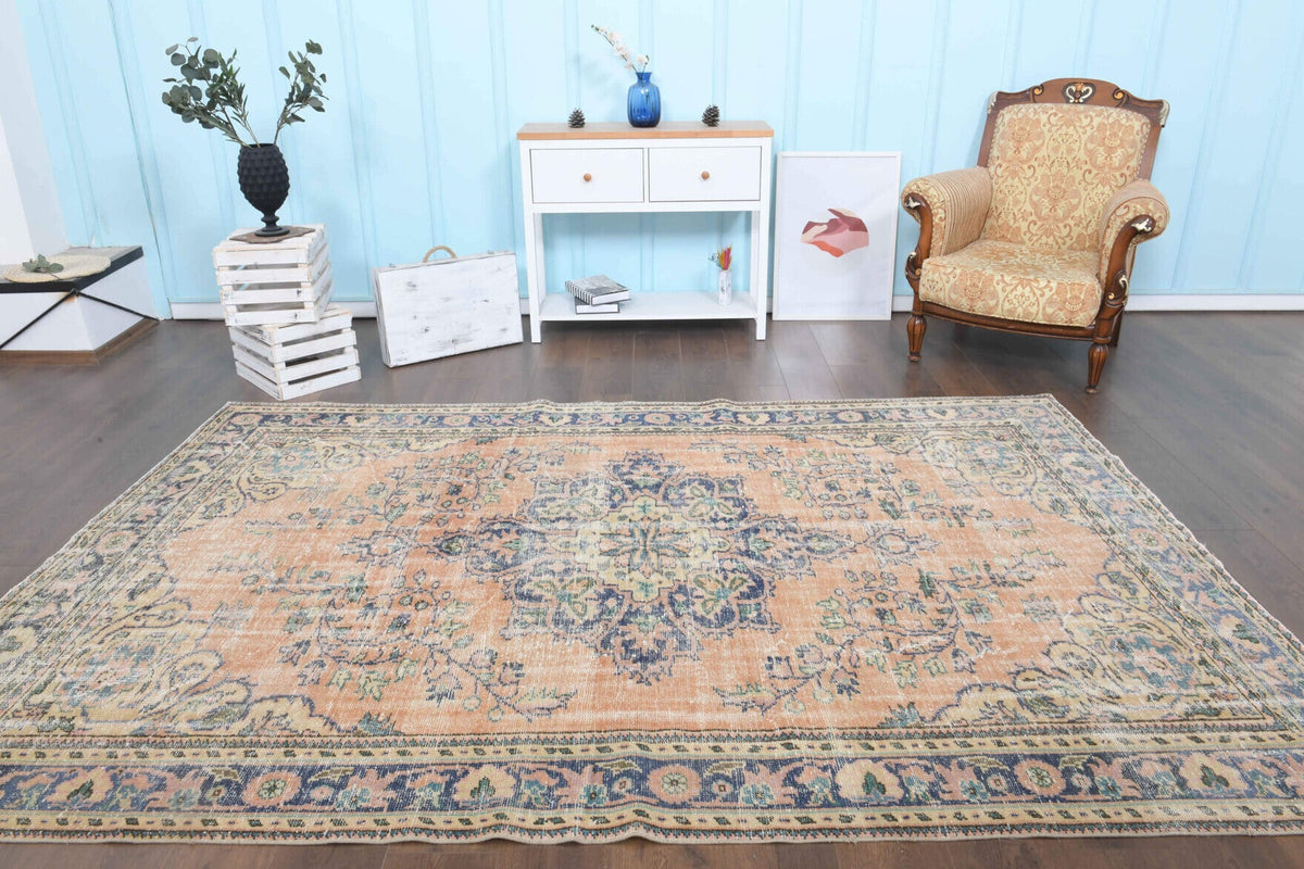 El yapımı vintage halı 183x305 cm oryantal desenli yün - desen detayı