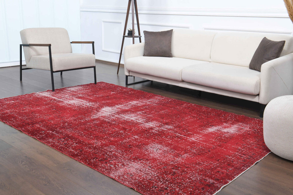 El yapımı vintage halı 183x274 cm oryantal desenli yün - kenar ve saçak detayı